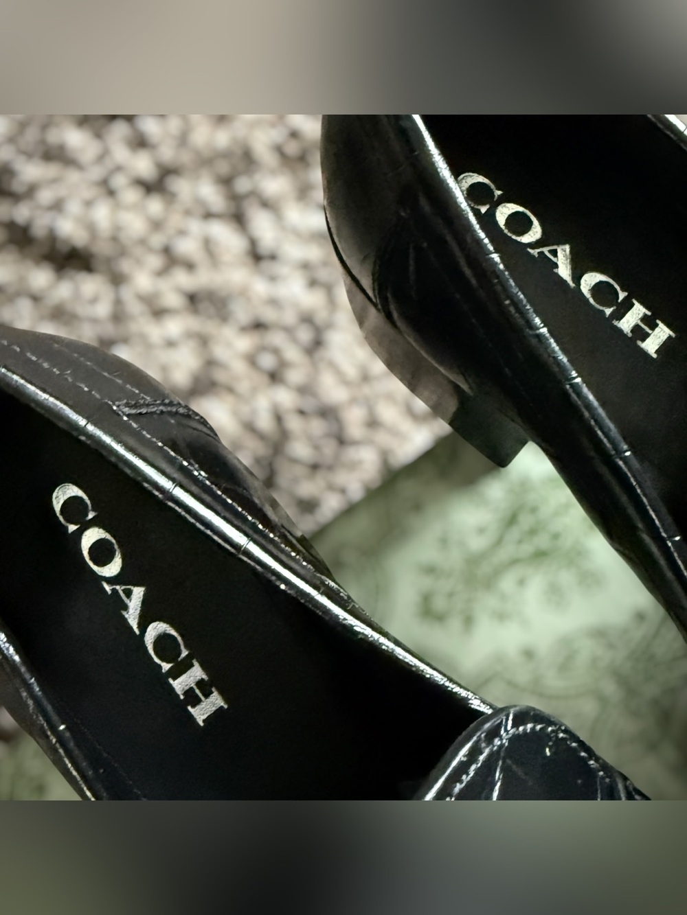 COACH Natalie Black Croc-Embossed Block Heel Loafer Size 8B Women - Picture 9 of 15